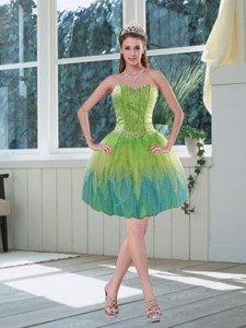 Romantic Beaded Multi Color Sweetheart Homecoming Dress With Appliques