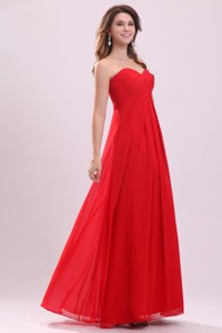 Simple Empir Sweetheart Floor-length Chiffon Ruching Red Graduation Dress
