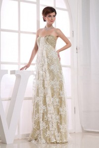 Stylish Empire Floor-length Sweetheart Graduation Dress Sequins Champagne