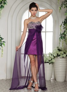 Eggplant Purple Sweetheart Beaded Decorate Bust Graduation Dress With Appliques
