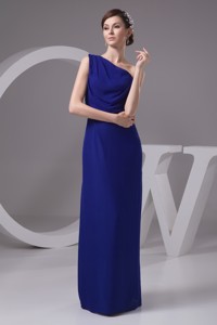 Single Shoulder Ankle-length Prom Gown with Slit on The Side S