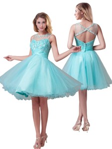 Classical See Through Bateau A Line Graduation Dress With Beading