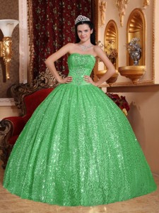 Green Ball Gown Sweetheart Floor-length Beading Quinceanera Dress