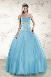 Pretty Aqua Blue Quinceanera Dress With Beading And Appliques