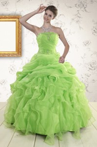 Perfect Green Quinceanera Dress With Beading And Ruffles
