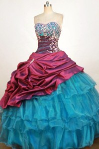 Pretty Ball Gown Sweetheart Neck Floor-length Blue Beading Quinceanera Dress