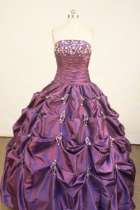 Popular Ball Gown Strapless Floor-length Purple Beading And Appliques Quinceanera Dress