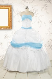 Elegant Ball Gown Quinceanera Dress in White and Baby Blue
