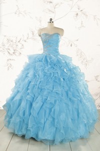 Baby Blue Prefect Quinceanera Dress With Beading And Ruffles