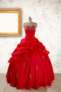 Beautiful Beading Sweetheart Quinceanera Dress In Red
