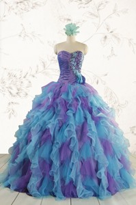 New Style Multi Color Quinceanera Dress With Beading