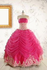 Luxurious Lace Appliques Quinceanera Gowns In Hot Pink