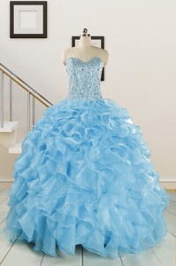 Luxurious Beading Aqua Blue Quinceanera Dress