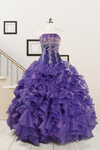 Prefect Purple Sweet 15 Dress With Embroidery And Ruffles