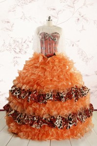 Beautiful Orange Quinceanera Dress With Ruffles