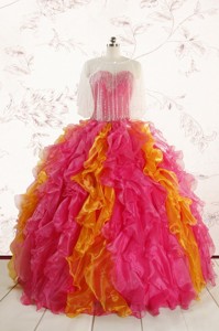 Inexpensive Beading Quinceanera Dress In Multi Color