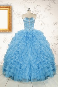 Pretty Sweetheart Baby Blue Sweet 15 Dress With Beading
