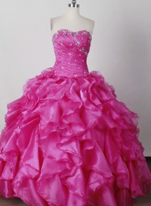 Elegant Ball Gown Strapless Floor-length Hot Pink Quinceanera Dress