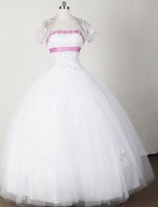 Beautiful Ball Gown Strapless Floor-length White Quinceanera Dress