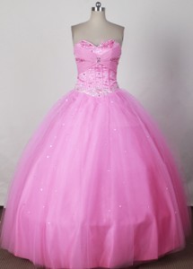 Sweet Ball Gown Strapless Floor-length Pink Quinceanera Dress