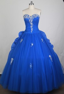 Elegant Ball Gown Sweetheart Neck Floor-length Blue Quinceanera Dress