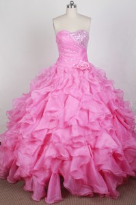 Beautful Ball Gown Sweetheart Neck Floor-length Pink Quinceanera Dress