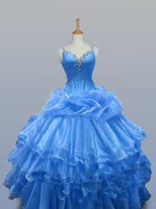 Beautiful Beaded Quinceanera Dress With Ruffled Layers