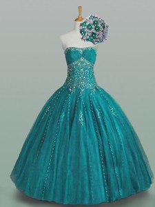 Fashionable Strapless Beaded Quinceanera Dress With Appliques