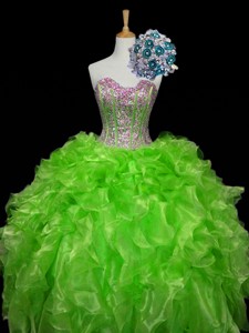 Luxurious Ball Gown Apple Green Quinceanera Dress With Sequins And Ruffles