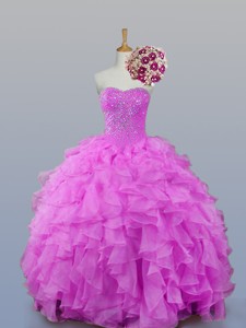 Dynamic Sweetheart Beaded Quinceanera Dress With Ruffles