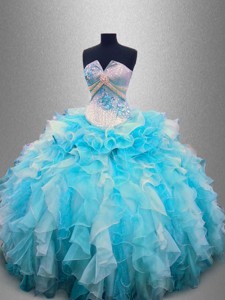 Beautiful Strapless Beading and Ruffles Quinceanera Gowns in Organza 