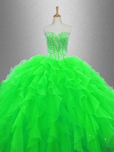 Beaded and Ruffles Discount Sweet 16 Gowns with Sweetheart 