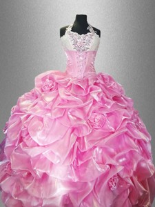 Perfect Halter Top Quinceanera Dress With Pick Ups