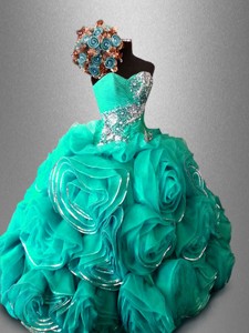 Discount Ball Gown Sweet 16 Dress With Beading And Rolling Flowers