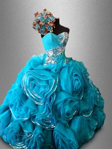 Artistic Sweetheart Quinceanera Dress With Beading And Rolling Flowers