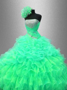 Ruffles And Sequined Beautiful Sweet 16 Dress With Strapless