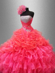 Perfect Strapless Quinceanera Dress With Sequins And Ruffles