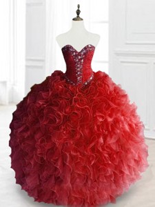 Exquisite Ball Gown Sweet 16 Gowns with Beading and Ruffles 