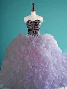 Romantic Leopard Big Puffy Quinceanera Dress with Beading and Ruffles