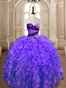 Romantic Organza Beading and Ruffles Sweet 16 Dress with Puffy Skirt