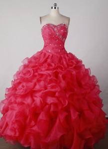 Brand New Ball Gown Sweetheart Floor-length Red Quincenera Dress