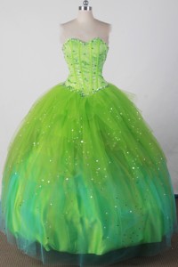 Sweet Ball Gown Sweetheart Neck Floor-length Green Quincenera Dress