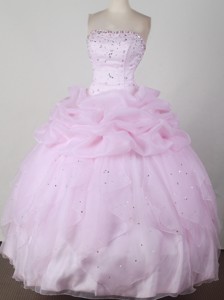 Sweet Ball Gown Strapless Floor-length Pink Quincenera Dress