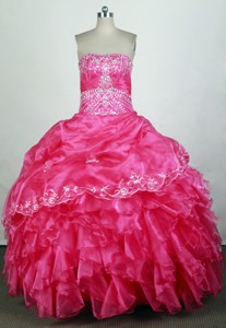 Beautiful Ball Gown Strapless Floor-length Hot Pink Quinceanera Dress