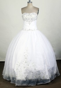 Elegant Ball Gown Strapless Floor-length White Quinceanera Dress