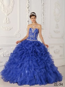 Purple Ball Gown Sweetheart Floor-length Satin and Organza Appliques Quinceanera Dress 