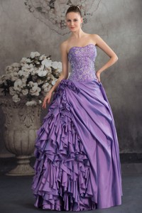 Lavender Ruffles Hand Made Flowers Embroidery Quinceanera Dress 
