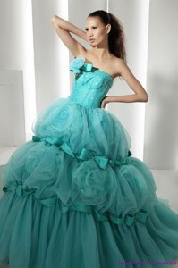 Popular Floor Length Quinceanera Dress With Hand Made Flowers And Beading