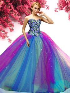 Most Popular Rainbow Big Puffy Quinceanera Dress with Beading