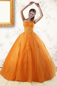 Princess Orange Quinceanera Dress With Appliques